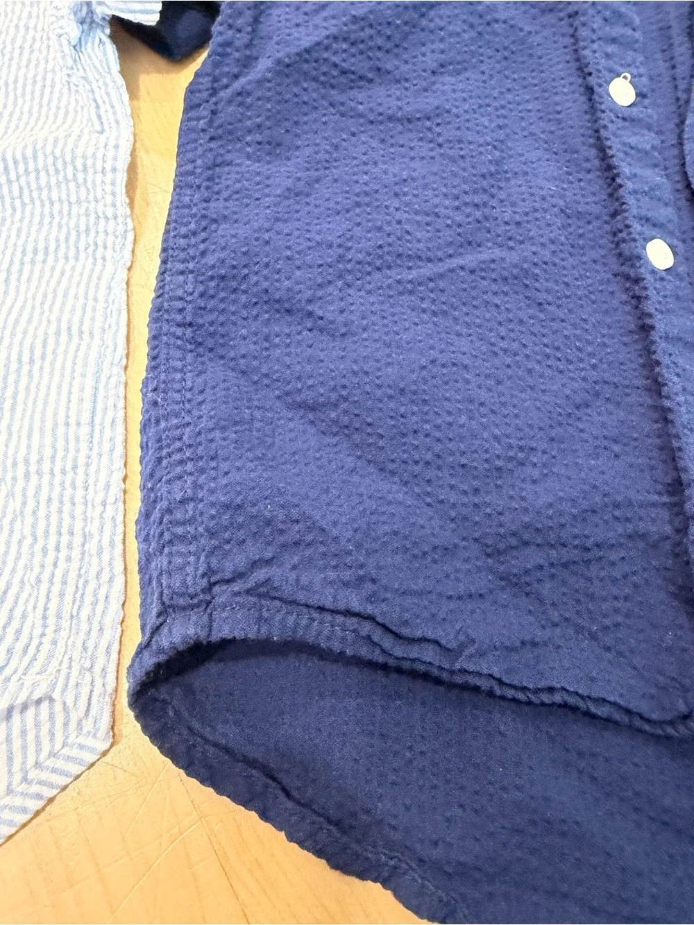 H&M Kids Short-Sleeve Button-Down Shirts - Navy & Light Blue Stripe